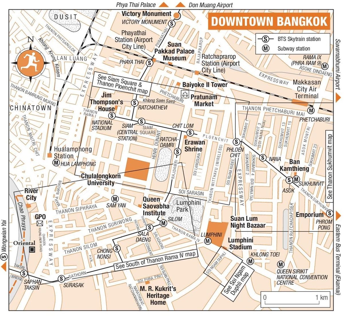 bangkok ცენტრში რუკა