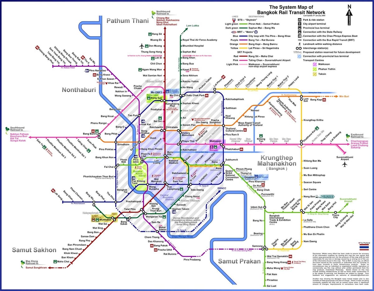 bangkok ავტობუსის მარშრუტი რუკაზე