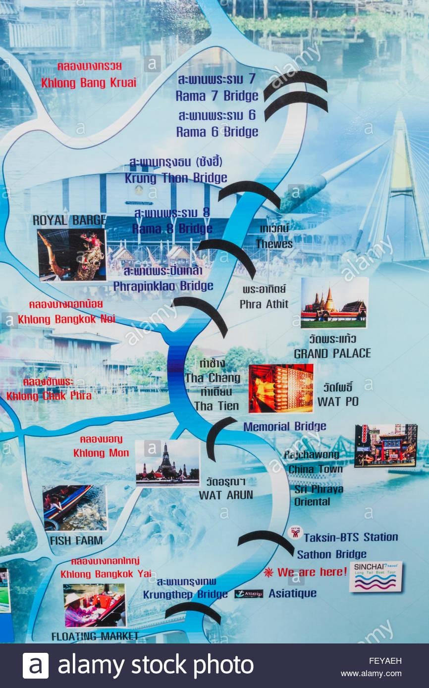 რუკა chao phraya მდინარე bangkok