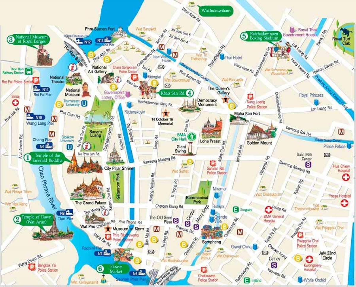 bangkok ადგილებში ეწვევა რუკა