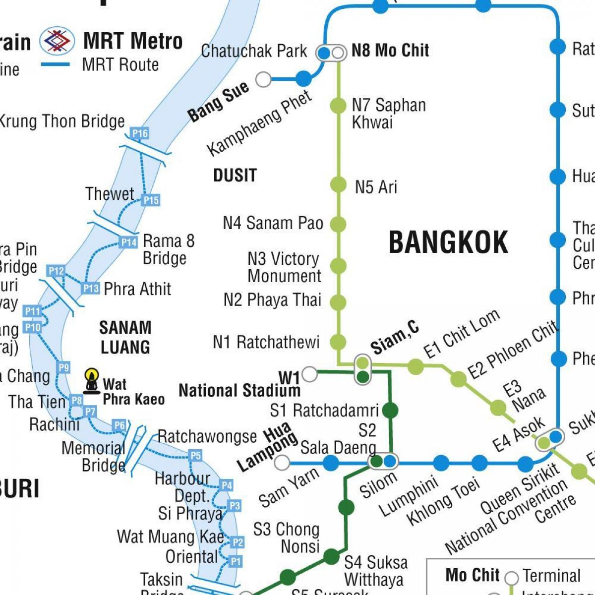 რუკა bangkok მეტრო და skytrain
