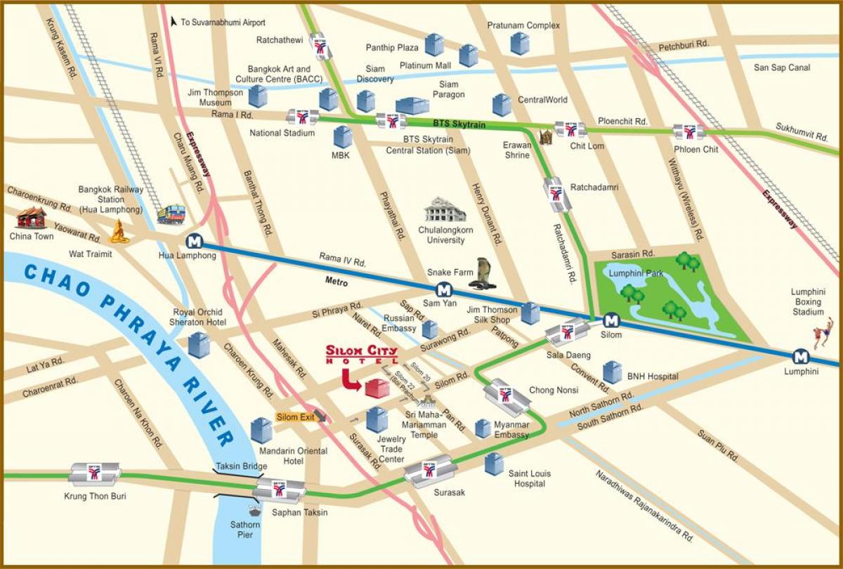 რუკა მდინარე ქალაქის bangkok