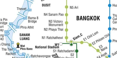 რუკა bangkok მეტრო და skytrain