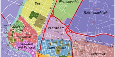 რუკა bangkok და მის მიმდებარე ტერიტორიებზე,