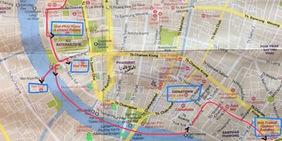 Bangkok ძველი ქალაქის რუკა