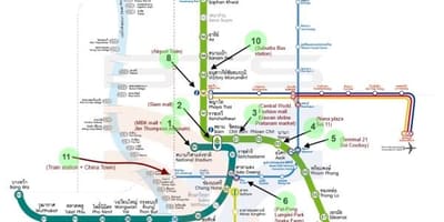 რუკა bangkok bts რუკა ატრაქციონები